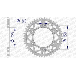 Couronne aluminium AFAM SX SXF EXC EXCF / TC FC TE FE / MC MCF EC ECF anti-boue 52 dents