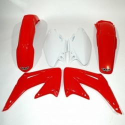 Kit plastique UFO couleur origine rouge/blanc Honda 125 CR / 250 CR