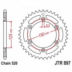 Couronne JT SPROCKETS SX SXF EXC EXCF / TC TE FC FE / MC MCF EC ECF acier 50 dents