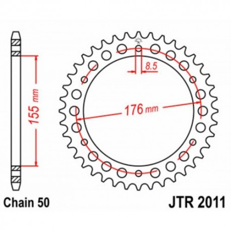 Couronne JT SPROCKETS aluminium ultra-light anti-boue 530 45 dents