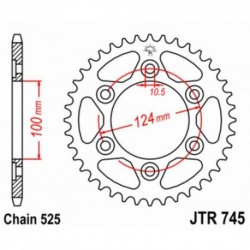 Couronne JT SPROCKETS JTR745 37 dents - pas de 525 acier carbone