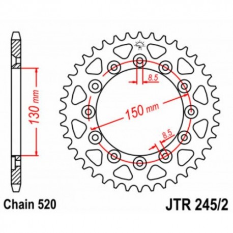 Couronne JT SPROCKETS JTR245/2 40 dents - pas de 520 acier carbone C49