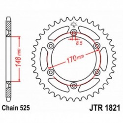 Couronne JT SPROCKETS JTR1821 47 dents - pas de 525 acier carbone C49