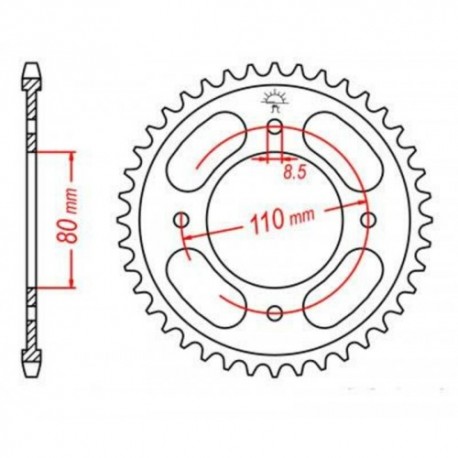 Couronne JT SPROCKETS JTR1219 42 dents - pas de 428 acier carbone C49