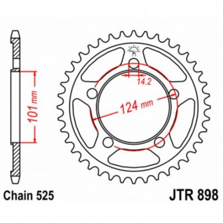 Couronne JT SPROCKETS JTR898 38 dents - pas de 525