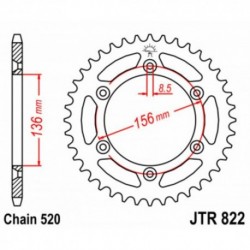 Couronne JT SPROCKETS SHERCO / BETA / GAS GAS - 2019 / HVA - 2014 47 dents - pas de 520 acier carbone C49