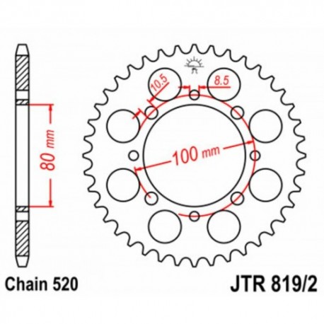 Couronne JT SPROCKETS JTR819/2 41 dents - pas de 520 acier carbone C49