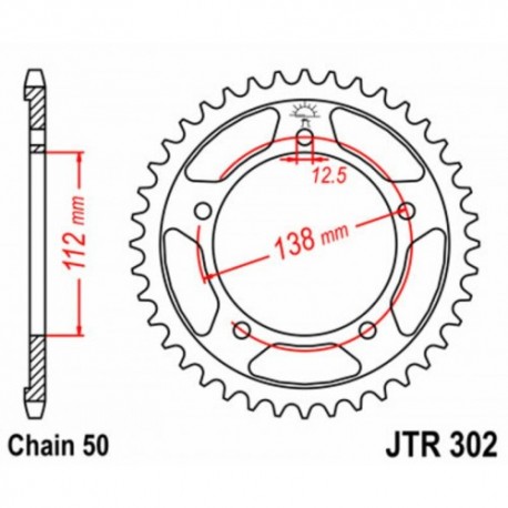 Couronne JT SPROCKETS JTR302 44 dents - pas de 530