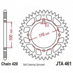 Couronne JT SPROCKETS aluminium ultra-light anti-boue 51 dents KAWASAKI Noir