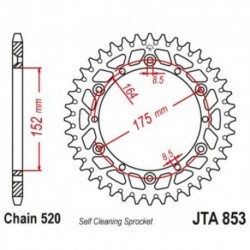 Couronne JT SPROCKETS aluminium ultra-light anti-boue YAMAHA YZ WR avant 1998 48 dents Noir