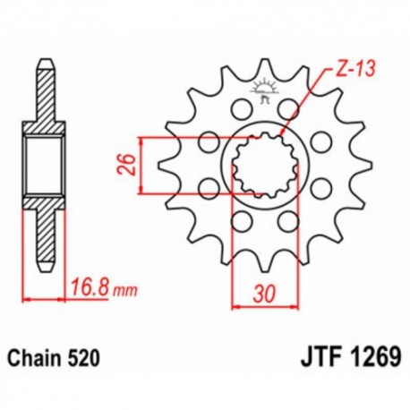 Pignon de transmission JT SPROCKETS JTF1269 16 dents - pas de 520