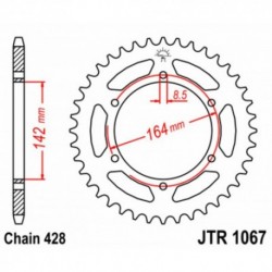 Couronne JT SPROCKETS JTR1067 52 dents - pas de 428 acier carbone C49