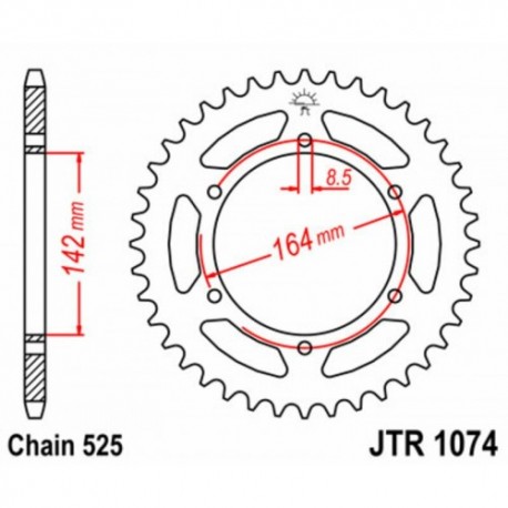 Couronne JT SPROCKETS JTR1074 44 dents - pas de 525