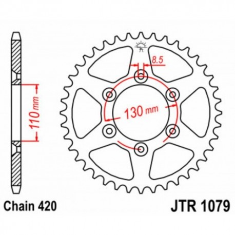 Couronne JT SPROCKETS JTR1079 62 dents - pas de 420 acier carbone C49