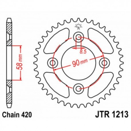 Couronne JT SPROCKETS JTR1213 37 dents - pas de 420 acier carbone C49