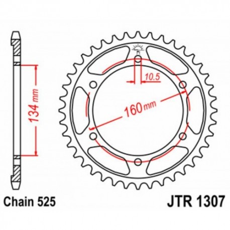 Couronne JT SPROCKETS JTR1307 42 dents - pas de 525