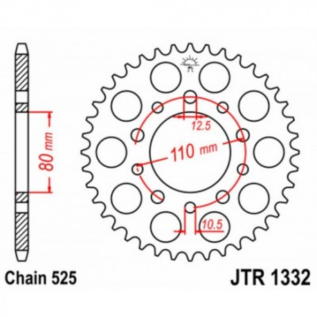 Couronne JT SPROCKETS JTR1332 40 dents - pas de 525