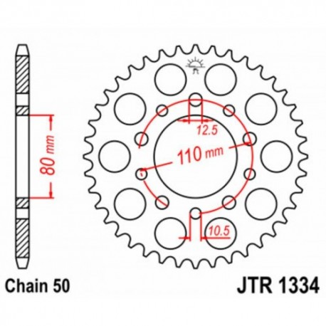 Couronne JT SPROCKETS JTR1334 44 dents - pas de 50