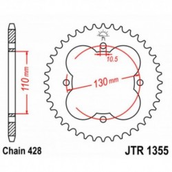 Couronne JT SPROCKETS JTR1355 50 dents - pas de 428 acier carbone C49