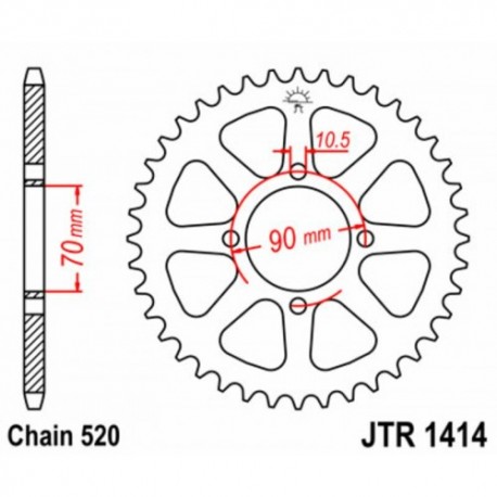 Couronne JT SPROCKETS JTR1414 43 dents - pas de 520 acier carbone C49