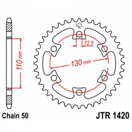 Couronne JT SPROCKETS JTR1420 40 dents - pas de 530 acier carbone C49