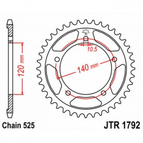 Couronne JT SPROCKETS JTR1792 42 dents - pas de 525