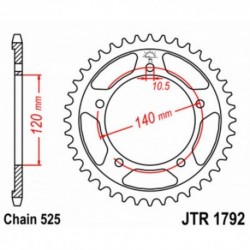 Couronne JT SPROCKETS JTR1792 44 dents - pas de 525