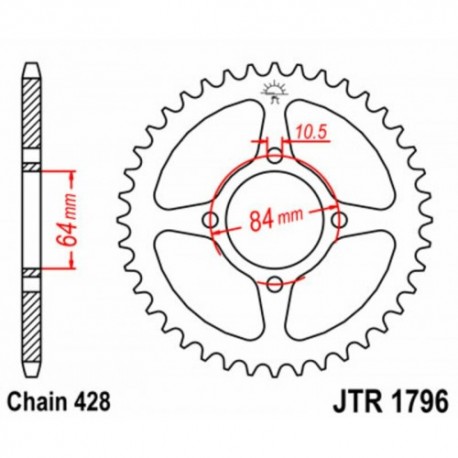 Couronne JT SPROCKETS JTR1796 51 dents - pas de 428