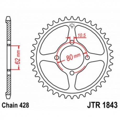 Couronne JT SPROCKETS JTR1843 54 dents - pas de 428 acier carbone C49