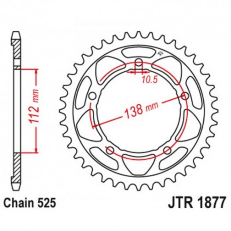 Couronne JT SPROCKETS aluminium ultra-light anti-boue 45 dents 525