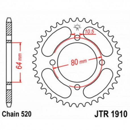 Couronne JT SPROCKETS JTR1910 32 dents - pas de 520 acier carbone C49