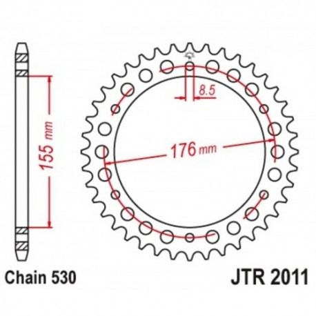 Couronne JT SPROCKETS JTR2011 44 dents - pas de 50 acier carbone C49