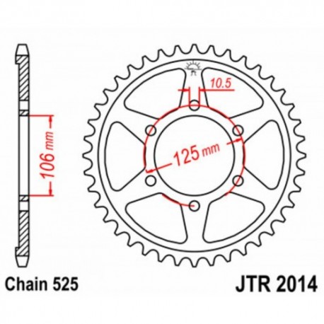 Couronne JT SPROCKETS JTR2014 50 dents - pas de 525 acier carbone C49