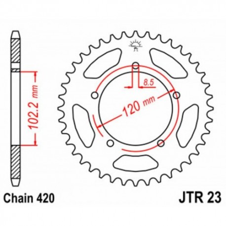 Couronne JT SPROCKETS JTR23 47 dents - pas de 420