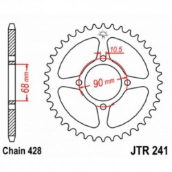 Couronne JT SPROCKETS JTR241 53 dents - pas de 428 acier carbone C49