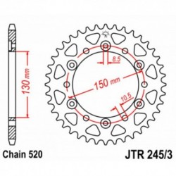 Couronne JT SPROCKETS JTR245/3 42 dents - pas de 520 acier carbone C49