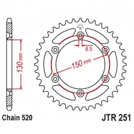 Couronne JT SPROCKETS acier YAMAHA YZ YZF WRF 48 dents