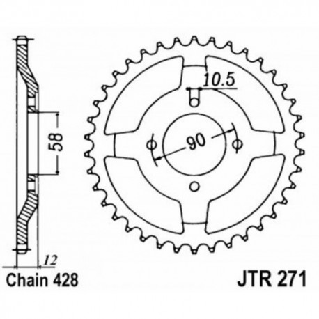 Couronne JT SPROCKETS JTR271 50 dents - pas de 428