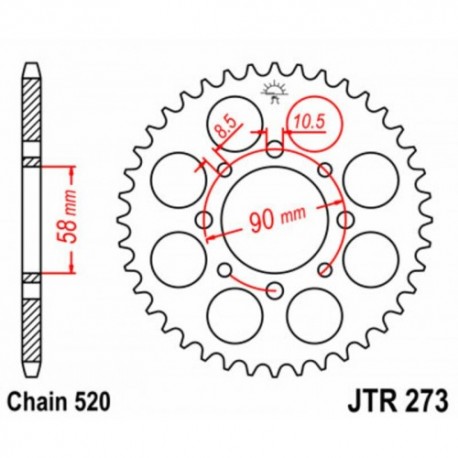 Couronne JT SPROCKETS JTR273 39 dents - pas de 520