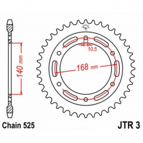 Couronne JT SPROCKETS JTR3 41 dents - pas de 525 acier carbone C49