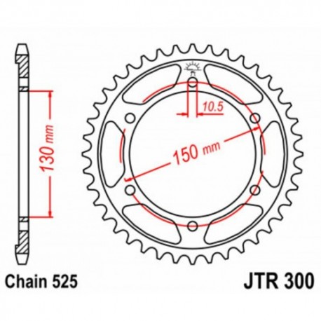 Couronne JT SPROCKETS JTR300 42 dents - pas de 525