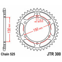 Couronne JT SPROCKETS JTR300 46 dents - pas de 525 acier carbone C49