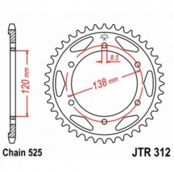 Couronne JT SPROCKETS JTR312 40 dents - pas de 525 acier carbone C49