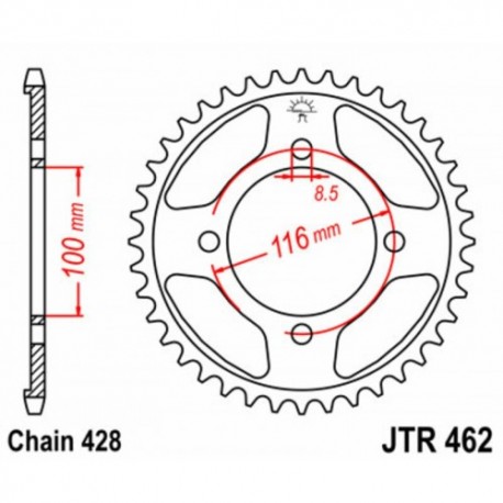 Couronne JT SPROCKETS JTR462 50 dents - pas de 428 acier carbone C49