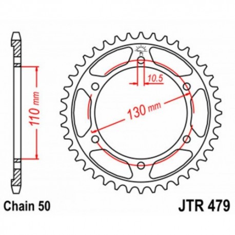 Couronne JT SPROCKETS JTR479 38 dents - pas de 530 acier carbone C49