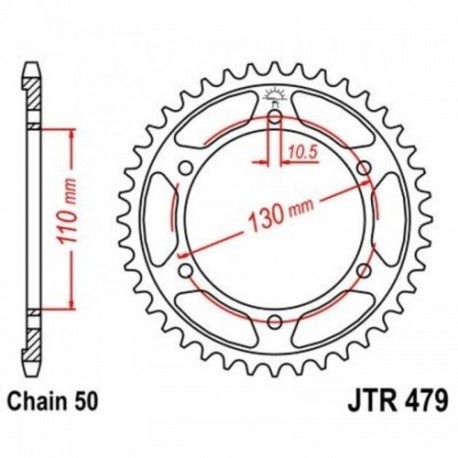 Couronne JT SPROCKETS JTR479 ZBK 46 dents - pas de 50 acier carbone C49