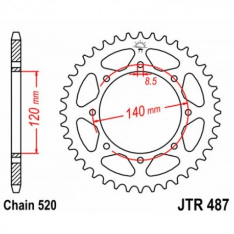 Couronne JT SPROCKETS JTR487 46 dents - pas de 520 acier carbone C49