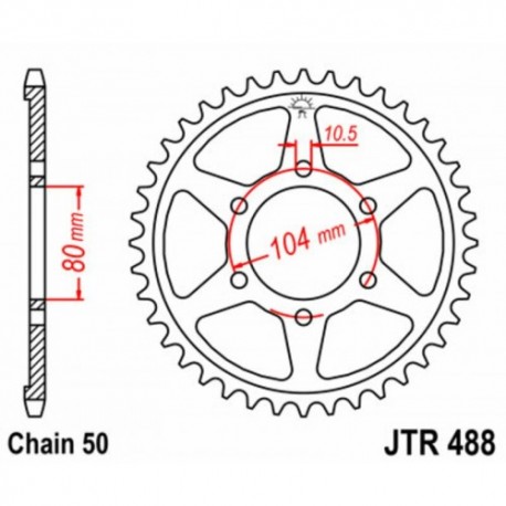 Couronne JT SPROCKETS JTR488 44 dents - pas de 530