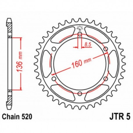 Couronne JT SPROCKETS JTR5 47 dents - pas de 520