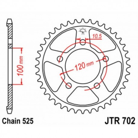 Couronne JT SPROCKETS JTR702 40 dents - pas de 525